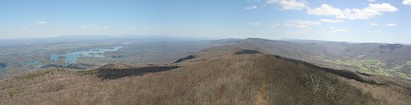  . Panoramic view looking northeast along spine of Holston Mountain from Holston High Knob. South Holston Lake is on the left and the Stony Creek Community is on the right side. 