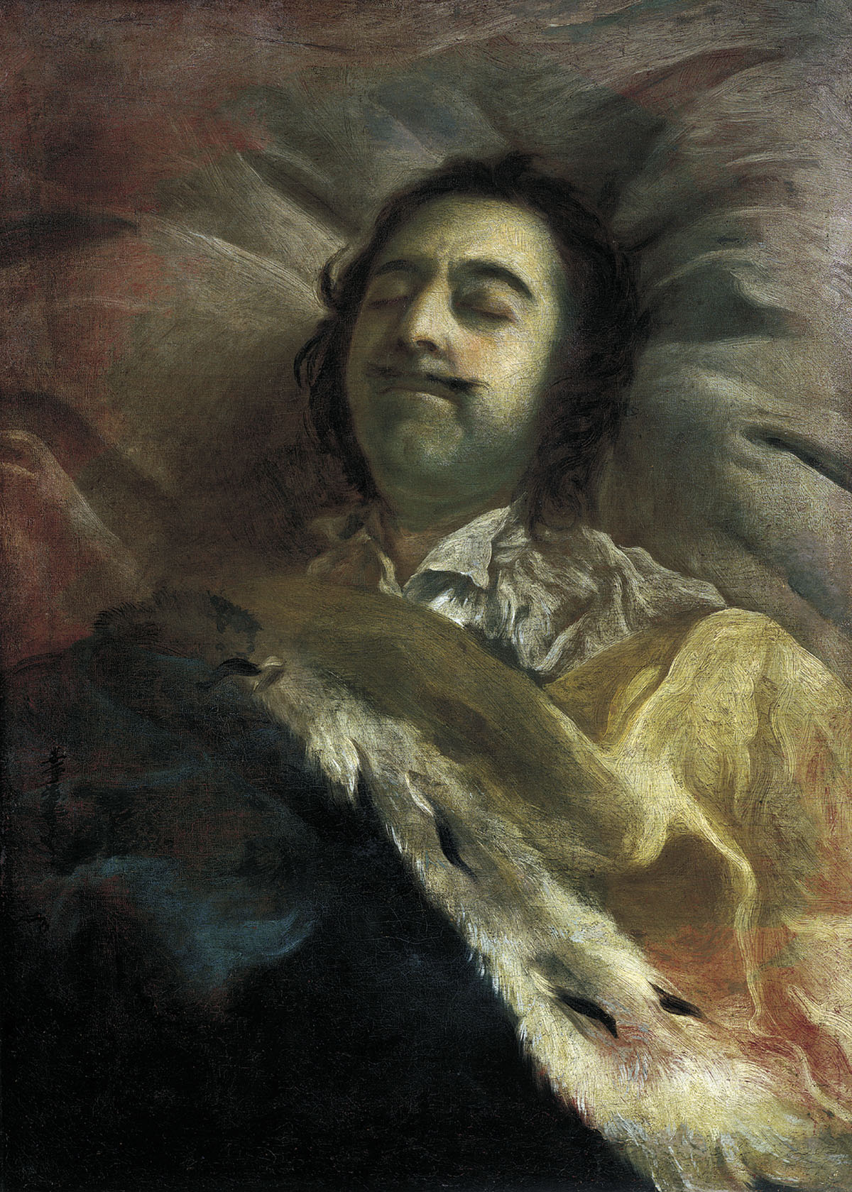 Ivan Nikitich Nikitin. Portrait of Peter I the Great on his deathbed. 1725. Russian Museum 