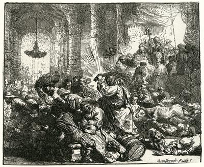 Рембрандт. Изгнание торгующих из храма. 1635