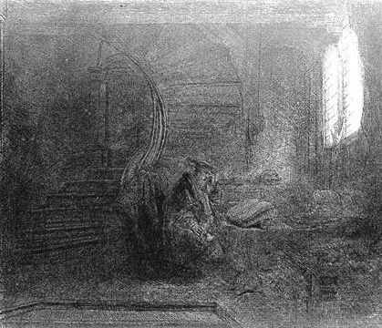 Рембрандт Харменс ван Рейн. Святой Иероним в тёмной комнате