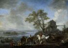 Филипс Воуверман. Норовистая лошадь у реки. Конец 1650-ых годов. Амстердам, Государственный художественный музей. 
