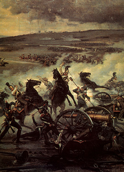 Атака русской кавалерии на французскую батарею в сражении при Бородине