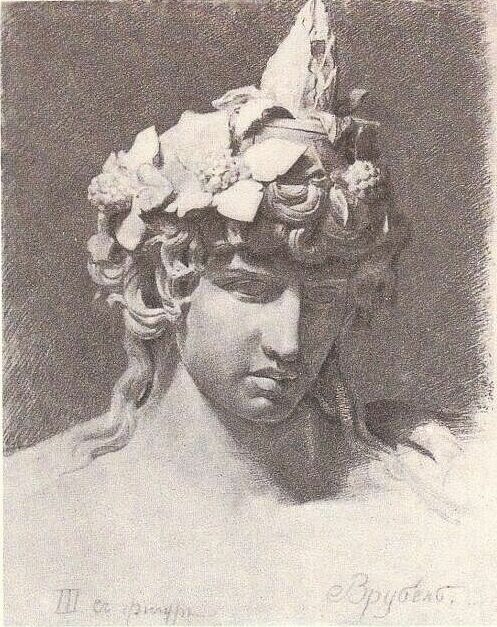 Mihail Aleksandrovich Vrubel. Drawing of the Head of Bacchus. 1881