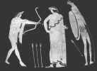 Мастер Ниобид. Смерть Ахилла. Аполлон направляет стрелу Париса. Роспись пелики. Около 460 г. до н. э. 