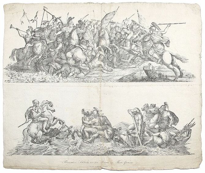    (Alexanders Schlacht mit den Persern am Flusse Granicus). .  Elmer.  Hermann & Barth. ,  XVIII .