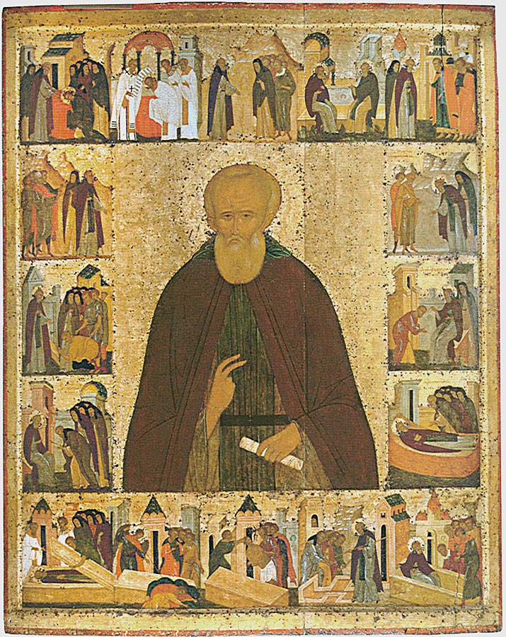 Икона преподобного Димитрия Прилуцкого в житии из Спасо-Прилуцкого монастыря близ Вологды, около 1503 года