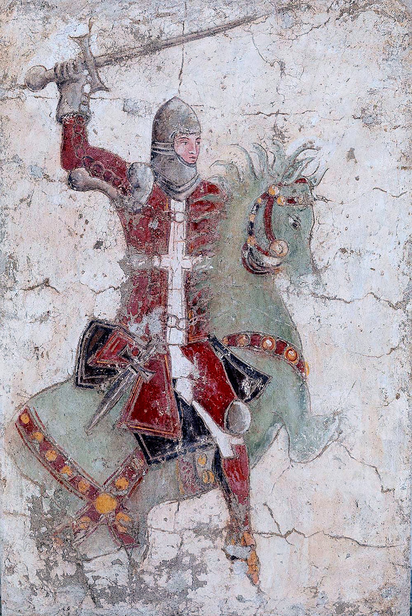 Рыцарь-госпитальер конца XIV века. Фрагмент фрески. 152 х 100 см.
