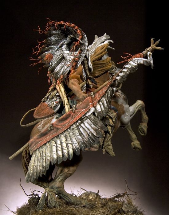Вождь индейцев лакота. Оловянная миниатюра. Скульптор Andrea Jula, художник Diego Ruina. 