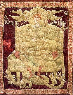 Святой Георгий Победоносец на молдавском боевом флаге времён Стефана Великого. Монастырь Зограф на Афоне