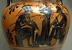 Афина и играющие Ахилл и Аякс. Рисунок на чернофигурной амфоре. Около 510 года до н.э. 