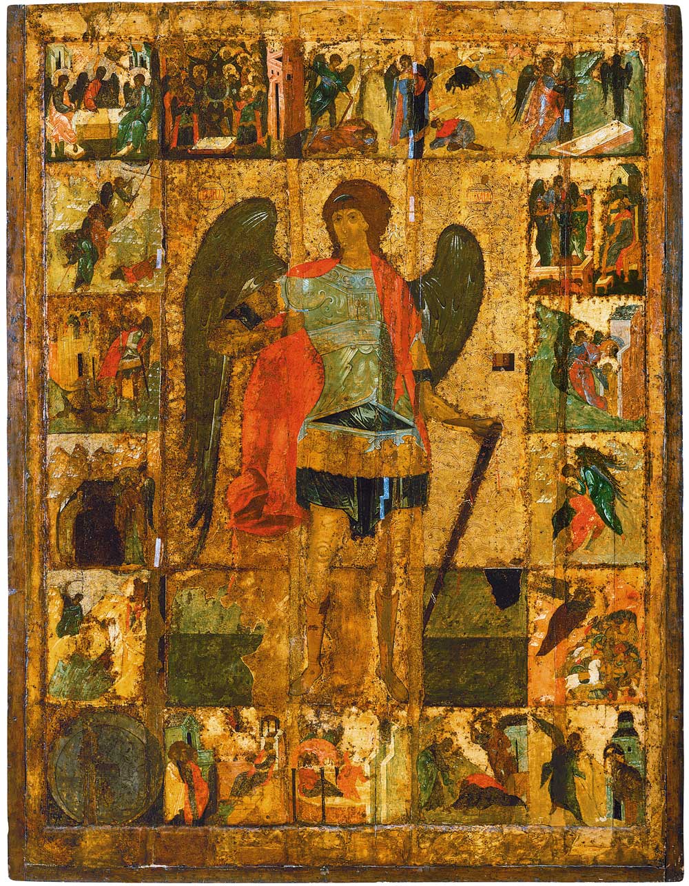 Archangel Michael with Scenes from His Deeds. The temple icon of Archangel Cathedral of the Moscow Kremlin. 1410sDormition. The temple icon of Assumption Cathedral of the Moscow Kremlin. c. 1479