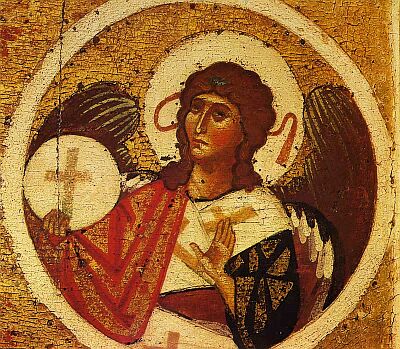 Archangel Michael the detail of Theotokos - Great Panagia icon 