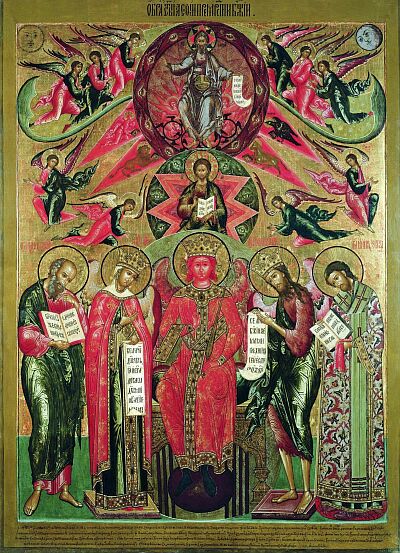 Icons of Saint John the Evangelist. Sophia the Holy Wisdom (Sophia the Sacred Wisdom). Yaroslavl icon. Late XIX century 