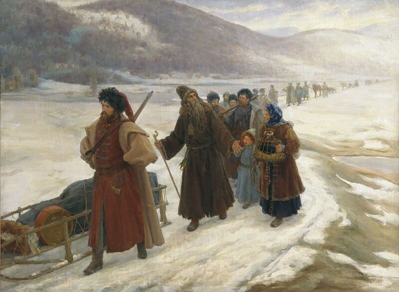Sergey Dmitrievich Miloradovich. Avvakum in Siberia. 1898. SPb, The State Museum of the History of Religion 