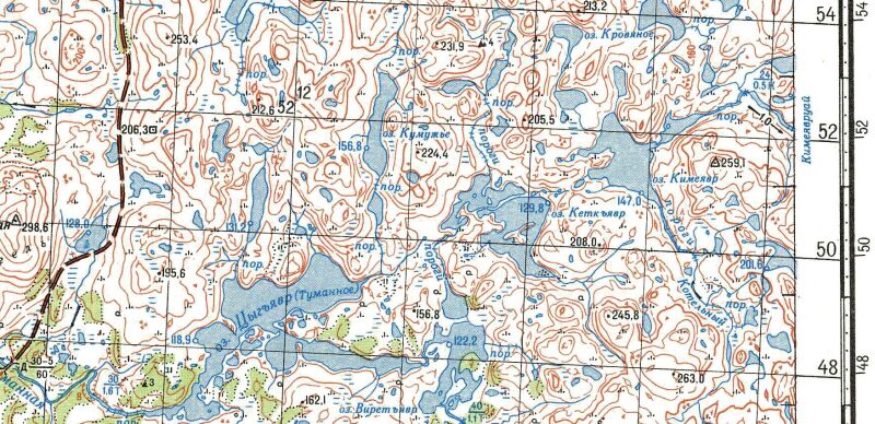 Kimejavr lake on 1 : 100 000 map 