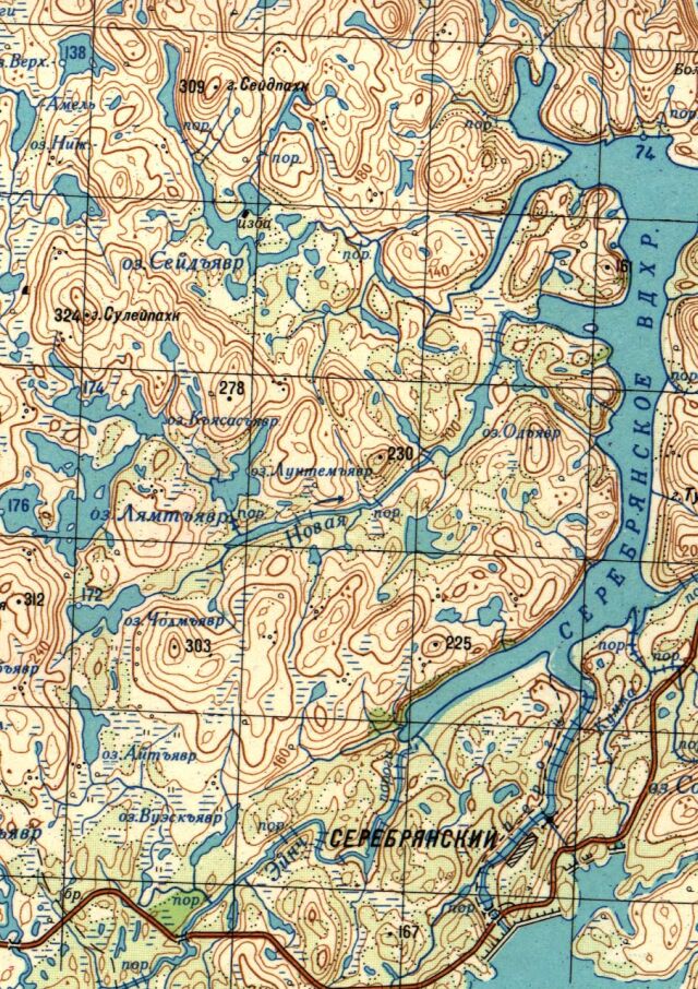 Seidjavr - lake. Is situated 14 kilometres to the north from 103 kilometre of Kola - Serebryanskaya hydro power highway, under the south face of Seidpahk mountain. Flow to the Serebryanskoe reservoir Serebryanskaya hydro power II from the left riverside. In Saami Seidjavr means Sacred-stone-lake. Seidjavr lake on 1 : 200 000 map 