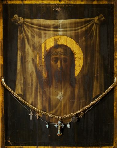 Orthodox icons. Grigoriy Zhuravlyov (1858-1916). Spas Nerukotvorny, (Icon of Our Savior Not Made by Hands, Mandylion, Image of Edessa)