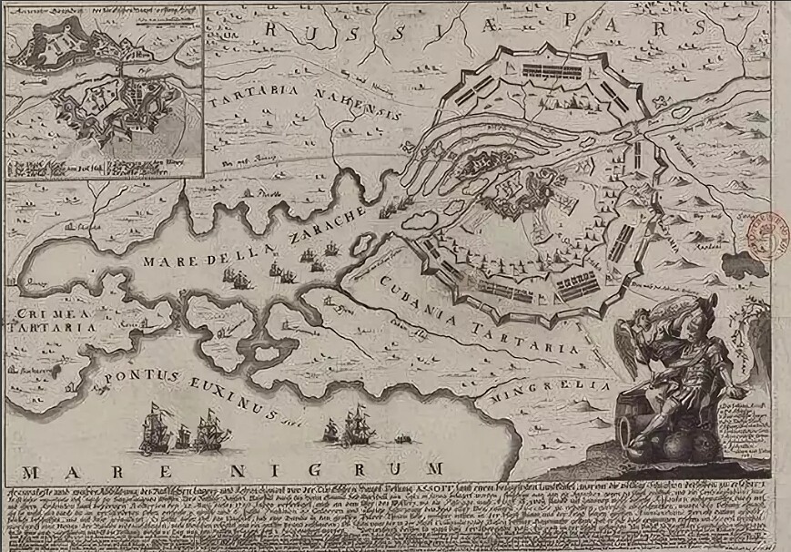 Крепость Азов. Гравюра Э. Бека. 1736 год. Bibliotheque nationale de France