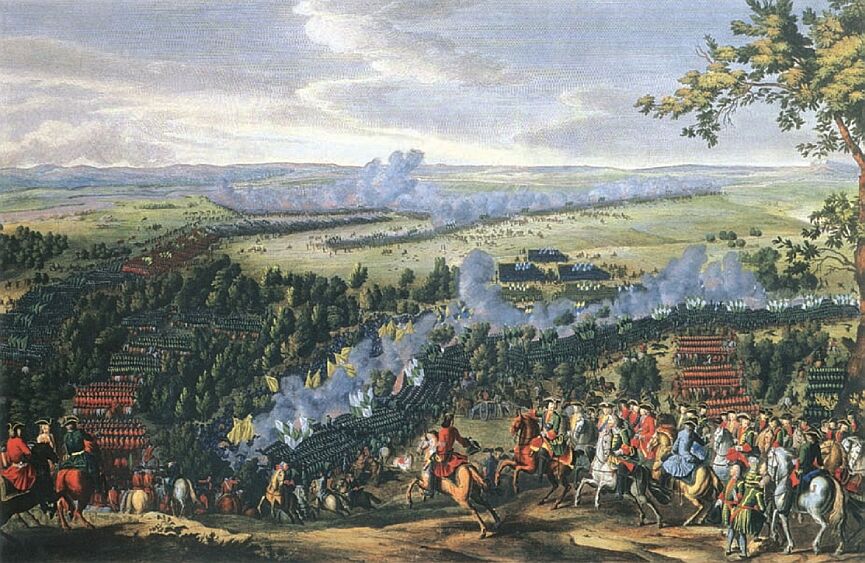 Баталия при Лесной. Гравюра Н. Лармессена с картины художника Пьера-Дениса Мартена-младшего, 1722–1724 гг.