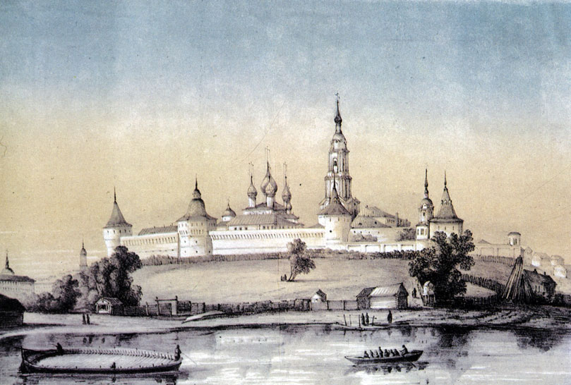 Вид Новоспасского монастыря в Москве. 1860. Литография А. Руднева. ПБСЩ.
